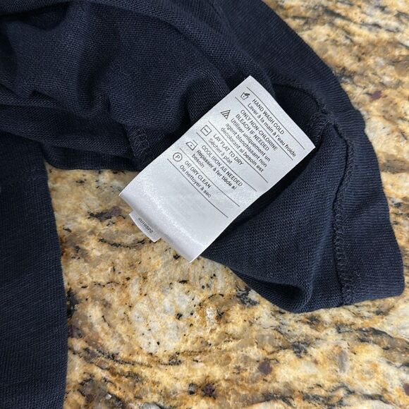 Vince Navy Blue Linen Short Sleeve Crew Neck T-Shirt Size L - Picture 6 of 8